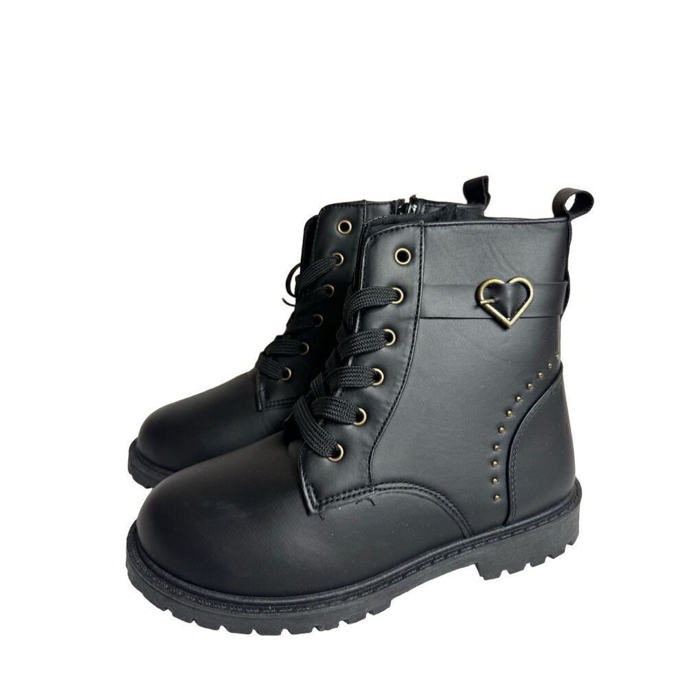 REGAZZA GIRLS BOOTS SIZE 4 LACE UP COMBAT Boots in BLACK